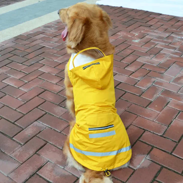 Toptan özel rahat büyük evcil hayvan giysileri Hoodie güvenli yansıtıcı su geçirmez Pet köpek yağmurluk