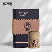 Briquet à kérosène ZORRO/Zorro Z8658 cinq étoiles en laiton, style autocollant, coupe-vent, haut de gamme, best-seller TikTok et Kwai