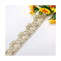 LEIXUSI Dentelle brodée géométrique dorée de 3,5 cm, style ethnique pour Hanfu, Cheongsam, vêtements, accessoires de décoration intérieure