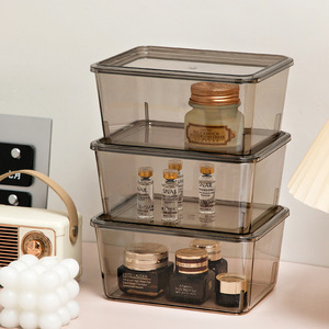 Transparent Desktop Storage Boxes With Lids Stackable Cosmetic Organizer For <b>Makeup</b> Skincare Face Masks Snacks Acrylic 3 Tier - Product Image 1
