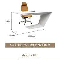 Bureau de direction moderne de luxe, mobilier de bureau, bois massif, blanc or, Turquie, avec tiroir, réglable, 3 places