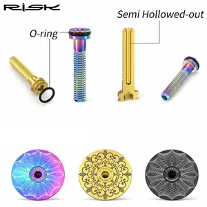 RISK aleación de titanio bicicleta StemTop tapa auriculares cubierta perno carretera MTB bicicleta 28,6mm 1 1/8 "tubo de cabeza de <span class=keywords><strong>horquilla</strong></span> delantera superligero Ti tornillo - Product Image 3