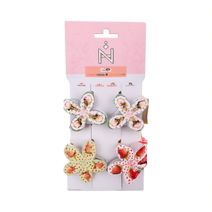 กิ๊บติดผมรูปดอกไม้ 8 ซม. สไตล์หวานสำหรับผู้หญิงและเด็กผู้หญิง ใช้ได้ทุกวัน พร้อมลายสตรอเบอร์รี่ วัสดุพลาสติก - Product Image 1