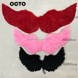 100*45CM bianco nero rosso rosa adulti grandi piume angelo <span class=keywords><strong>ali</strong></span> costumi per più di 150cm di altezza - Product Image 5