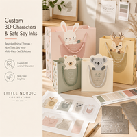 Sacs cadeaux en papier à poche pop-up avec animaux de dessin animé mignons, découpés en 3D avec oreilles d'animaux, pour fêtes d'anniversaire d'enfants, vente en gros OEM