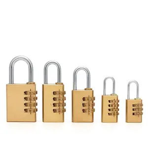 3/4 Aman Digit Kombinasi Huruf Nomor Kuningan Silinder Luggage Lock Golden Gembok