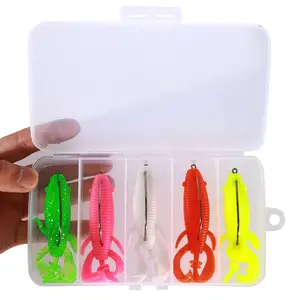 5PCS Hộp tốt nhất người bán Pike cá chép Pre rigged Jig đầu mềm mái chèo đuôi nhựa nhân tạo Mồi câu cá mồi cho cá hồi Bass