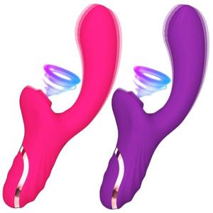 Vibrador de Silicona con Carga Magnética de Doble Cabeza con Succión y Golpeteo para Mujeres, Juguete Sexual para Adultos con Forma de Pene Falso - Product Image 1