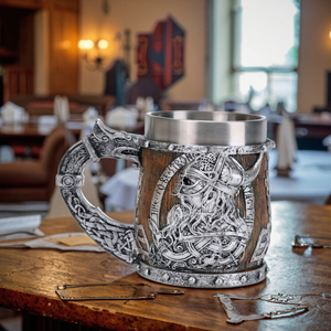 Chope à bière en acier inoxydable personnalisée, style rétro médiéval, dragon, diamant, vintage, pterosaure en relief, style américain, maintien au chaud pendant 6 heures - Product Image 3