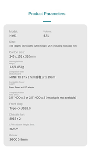 NS01 Typc-C Interface <span class=keywords><strong>MINI</strong></span> <span class=keywords><strong>ITX</strong></span> PC Case SGCC 0.8mm <span class=keywords><strong>MINI</strong></span> Office PC Case Supports <span class=keywords><strong>ITX</strong></span> Motherboard - Product Image 5