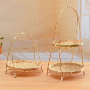 <b>Bamboo</b> woven pastry and fruit <b>basket</b>, cake display rack, handmade multi-layer storage <b>basket</b>, creative <b>bamboo</b> <b>basket</b> ornament. - Product Image 2