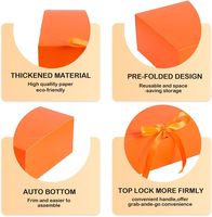 Boîte cadeau fermée en ruban satiné orange, fabriquée avec des matériaux recyclés écologiques, avec poignée, gaufrage, laminage mat, doublure en éponge, estampage