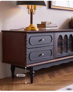 French Modern Solid Wood TV Stand, Sideboard with Glass Doors and <strong>Drawers</strong> for Living Room, Dining Room - Product Image 6