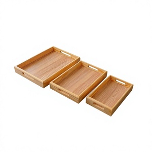 Three Deluxe Brushed Handmade Portable Serving Trays Set Large Sizes Wooden Mango Bamboo Dishwasher <b>Microwave</b> Safe Solid Tray - Product Image 6