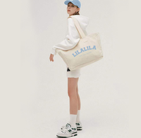 Bolsa de Supermercado Grande de Lona de Calicó Lisa Bolsa Tote de Algodón con Logo Impreso Personalizado para Compras