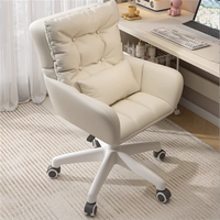 Chaise de bureau confortable à hauteur réglable, pivotante et coulissante, en cuir, ergonomique, pour chambres à coucher et salons