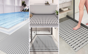 Chống vi khuẩn PVC Non-Slip với lỗ thoát nước vòi hoa sen tầng <span class=keywords><strong>Mat</strong></span> cuttable nhanh chóng làm khô footmat cho phòng tắm hoặc bồn tắm - Product Image 6