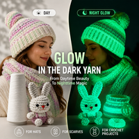 Fil de polyester recyclé écologique qui brille dans le noir pour vêtements de rave, fêtes sous lumière noire, broderie, amigurumi, crochet, tricot