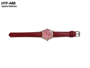 Orologio al Quarzo Hyf A88 da Donna, Elegante Quadrante Poligonale, Cinturino in Pelle, Orologio Analogico alla Moda con Strass 30mm - Product Image 1