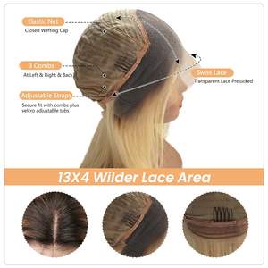 Peluca de <span class=keywords><strong>Cabello</strong></span> Humano Liso Ombre de 16 Pulgadas Sin Pegamento, Peluca Frontal de Encaje 13x4 Sin Pegamento, Nudos Decolorados, Raíces Oscuras Pre-Arrancadas 1B/613 - Product Image 6