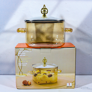 Amber cam tencere isıya dayanıklı yüksek borosilikat mutfak ev kare cam çorba tenceresi kolu - Product Image 6