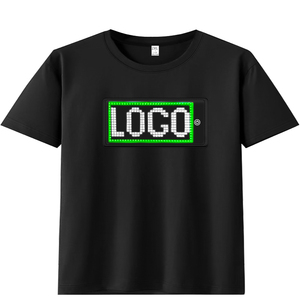 T-shirt LED lumineux clignotant, programmable par application intelligente, écran LED RGB, publicité lumineuse dans le noir pour les fêtes, noir - Product Image 1