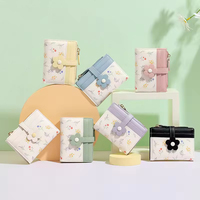 Porte-cartes fin et porte-monnaie en cuir PU gaufré floral, personnalisable, pour femme