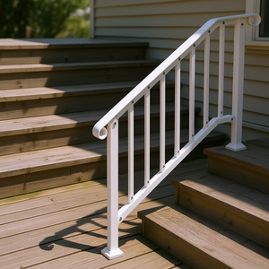 Barandilla de aluminio retro blanca de 3-4 escalones para escaleras exteriores, para porche, terraza, personas mayores - Product Image 2