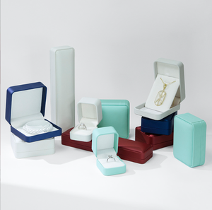 Luxury Square Simple Leather Jewelry <b>Box</b> Packaging for <b>Rings</b> Necklaces Bracelets Set - Product Image 2