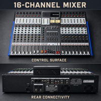 Console de mixage haute puissance RJ8/RJ12/RJ16 avec DSP 650W*2, mixeur professionnel de haute qualité, mixeur de musique DJ, mixeur sonore/audio/concerts