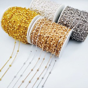 Cadena de Cobre con Cuentas en Forma de O, Oro, Plata, Oro Rosa KC, Oro Blanco, Negro Metálico, Cadena de Moda para Suéter, Material para Fabricación de Joyería DIY - Product Image 1
