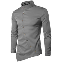 Benutzer definiertes Logo OEM Herren Langarm Fashion Style Schwanz Bottom Stand Kragen Button Up Shirts
