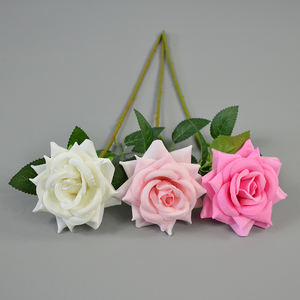 تخفيضات هائلة زينة الزفاف زهور مخملية بالجملة ورود حمراء بيضاء زهرة اصطناعية ساق طويلة وردة مخملية - Product Image 4