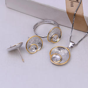 Juego de Joyería Fina de Plata S925 para DIY, con Colgante de Caracol de Colores Separados, Aretes, Anillo, Collar con Soporte Vacío para Perlas de Cabello Fetal de 7-8 mm - Product Image 1