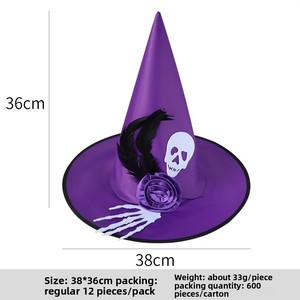 Sombrero <span class=keywords><strong>de</strong></span> <span class=keywords><strong>Bruja</strong></span> <span class=keywords><strong>de</strong></span> Halloween <span class=keywords><strong>con</strong></span> Rosa, Calavera, Mano y Pluma, Accesorios <span class=keywords><strong>de</strong></span> Maquillaje para Cosplay, Fiesta, Magia, Modelo Chino WPM35 4 - Product Image 5