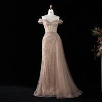 Robe de soirée de luxe Lsz005, style sirène, épaules dénudées, avec perles sur le côté, robe de cérémonie pour femmes, robe de soirée de mariage Jancember