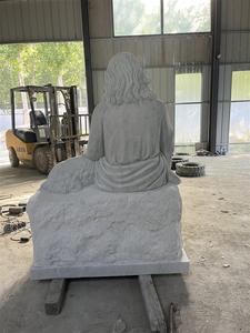 <b>White</b> Marble Stone Life Size Jesus Christ Figurine Religious and Sheep on a Park Jesus Christ Life Size Jesus on a - Product Image 6
