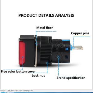 Botón de Paro de Emergencia con Cabeza de Hongo Roja de 12 mm, Interruptor de Botón Pulsador Autoblocante de Plástico Negro - Product Image 5