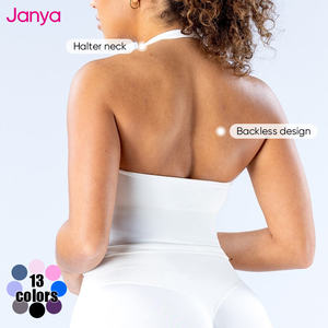 ジャニャ レディース ディープVネック 通気性 四方向ストレッチ ノースリーブ ワークアウトトップ バックレス ジム スポーツベスト ホルターネック ヨガタンクトップ - Product Image 4