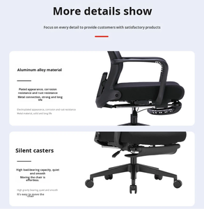 <span class=keywords><strong>Chaise</strong></span> de bureau ergonomique en maille avec repose-pieds, appui-tête réglable, dossier haut, pivotante et inclinable - Product Image 3