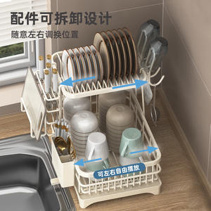 ชั้นวางจานชามในครัว 2 ชั้น ขนาดใหญ่ พร้อมถาด ชั้นวางแบบแห้งเร็ว - Product Image 5