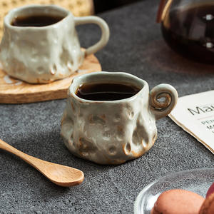 Taza de café de cerámica hecha a mano Retro, taza maestra de cerámica Irregular, vajilla de gres grueso para restaurante, Bar, ajuste de Mesa para el hogar - Product Image 3