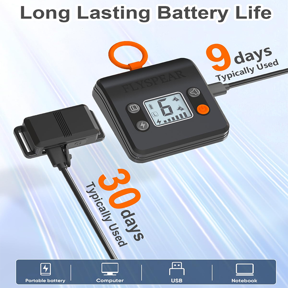 Heyi B1 Black Electronic Pet Fence with Bark Control - Indoor Use, Up to 2.1m Radius