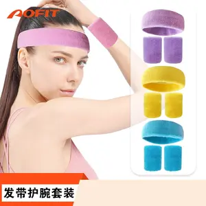 여자 남자 여자 소년 편한 스포츠 Sweatbands 땀 농구 밴드를 위한 머리띠 소맷동 세트