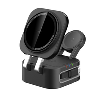 Station de Recharge Sans Fil Pliable 4-en-1 à Charge Rapide avec Câble Rétractable, Support de Chargeur Magnétique Multi-Appareils