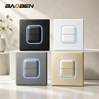 BAOBEN Prise murale ultra-fine en polycarbonate avec indicateur LED, panneau de prise à double commande, pour usage domestique