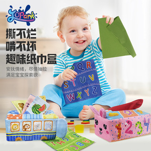 ทอปาร์ค หนังสือผ้าสำหรับเด็ก ของเล่น กล่องกระดาษเช็ดมือแบบนุ่ม 0-12 เดือน ตัวอักษรเพื่อการศึกษา ตัวเลข รูปการ์ตูน สำหรับทุกเพศ - Product Image 1