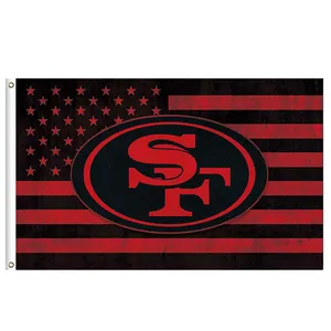 तेजी से deliveray कस्टम 100D पॉलिएस्टर 3 * 5FT एस एफ सैन फ्रांसिस्को 49ers एनएफएल फुटबॉल टीम झंडे बैनर