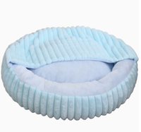 Coussin rond en velours côtelé doux avec capuche pour animaux de compagnie, nid douillet en peluche pour petits chats et chiens, utilisation en intérieur