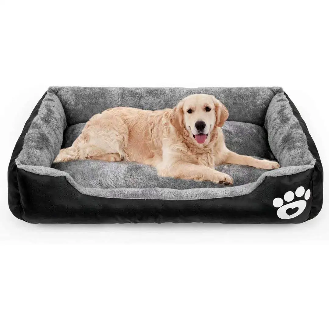 Cama retangular luxuosa ultra macia para cães de estimação, cama lavável para animais de estimação